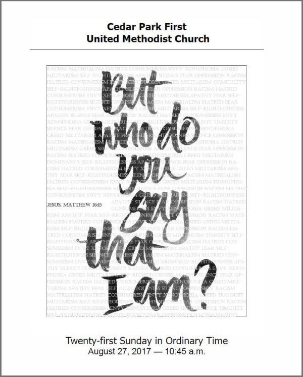 27Aug17 Worship Bulletin cover copy Cedar Park First United Methodist