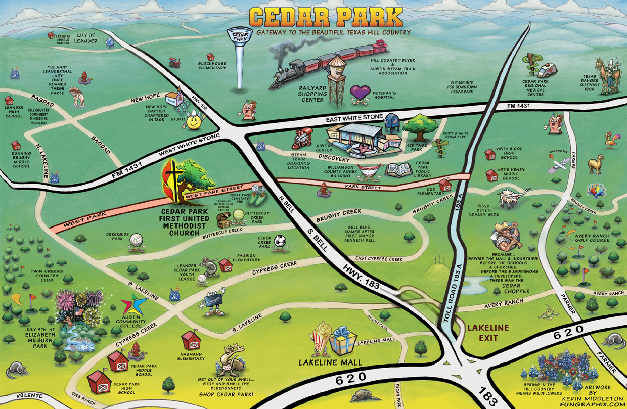 Cedar Park Cartoon Map