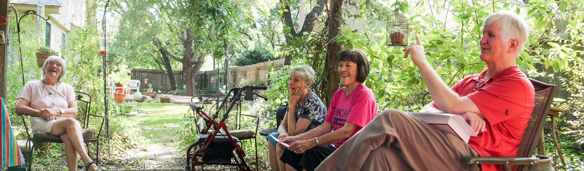 Bible Study in Clara's garden